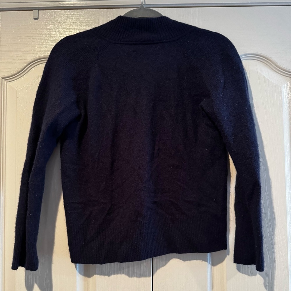 Vineyard Vines Navy Wool and Cashmere Blend Quarter Zip Sweater - Size L - Picture 3 of 4